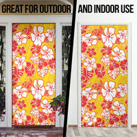 Yellow Hawaii Hibiscus Door Cover Tropical Flowers Seamless Pattern - Polynesian Pride
