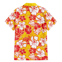 Yellow Hawaii Hibiscus Family Matching Mermaid Dress and Hawaiian Shirt Tropical Flowers Seamless Pattern - Polynesian Pride