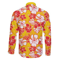 Yellow Hawaii Hibiscus Family Matching Puletasi and Hawaiian Shirt Tropical Flowers Seamless Pattern - Polynesian Pride