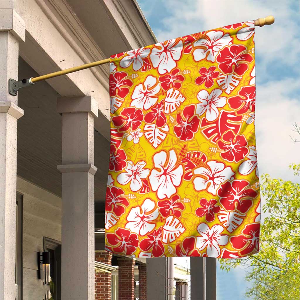Yellow Hawaii Hibiscus Garden Flag Tropical Flowers Seamless Pattern - Polynesian Pride