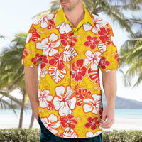 Yellow Hawaii Hibiscus Hawaiian Shirt Tropical Flowers Seamless Pattern - Polynesian Pride