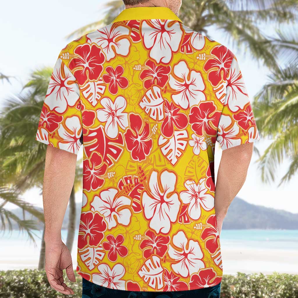 Yellow Hawaii Hibiscus Hawaiian Shirt Tropical Flowers Seamless Pattern - Polynesian Pride