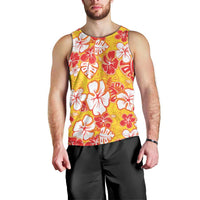 Yellow Hawaii Hibiscus Men Tank Top Tropical Flowers Seamless Pattern LT14 - Polynesian Pride