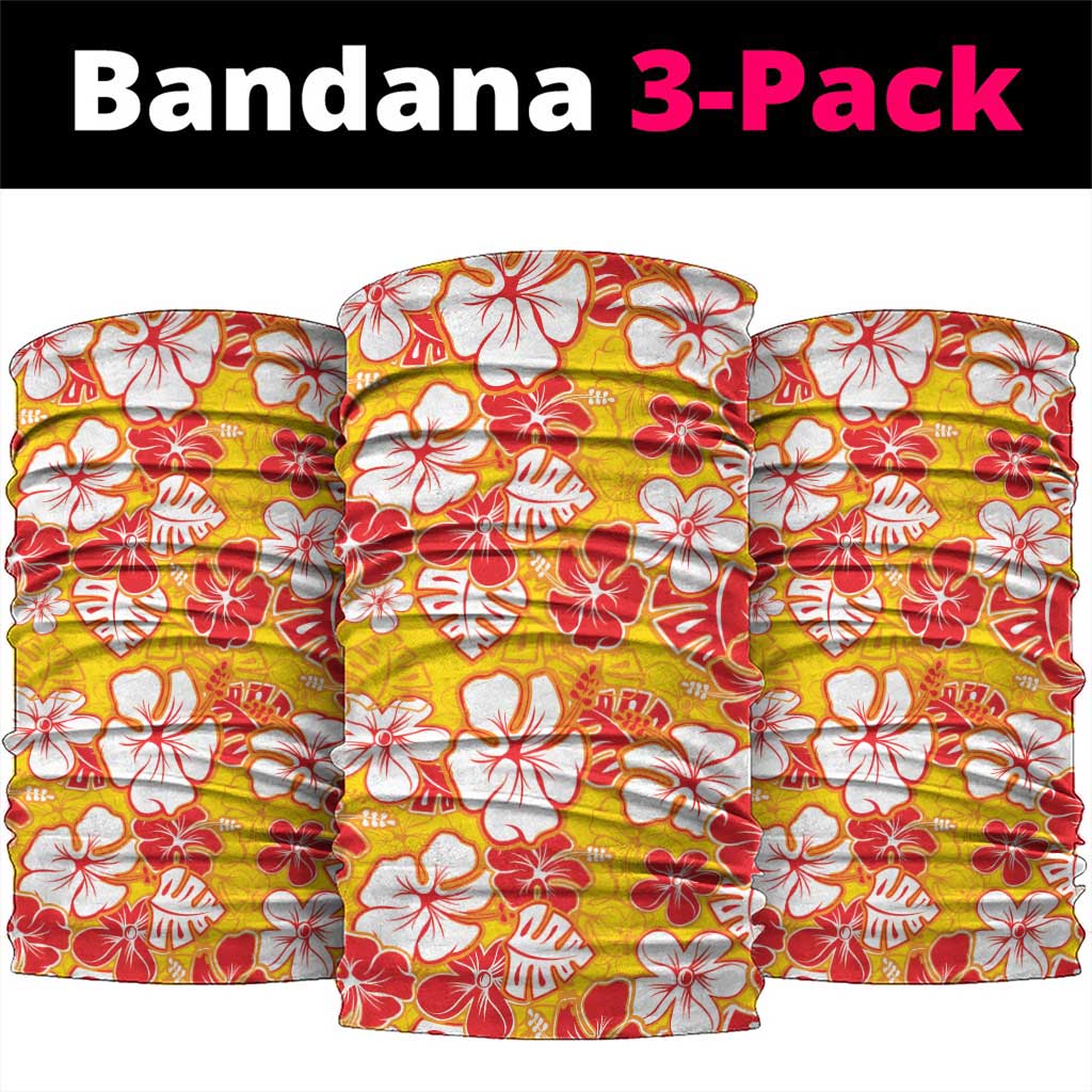 Yellow Hawaii Hibiscus Neck Gaiter Tropical Flowers Seamless Pattern - Polynesian Pride