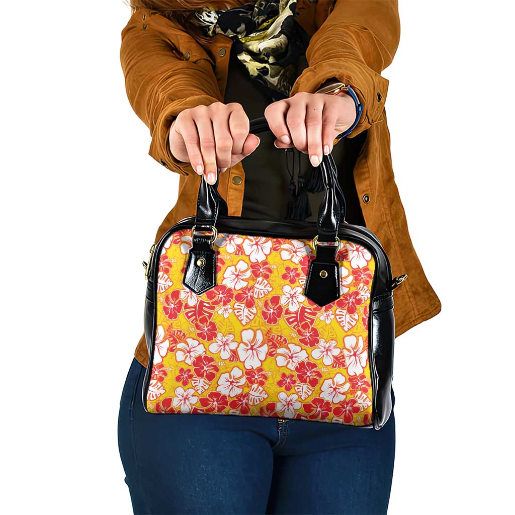 Yellow Hawaii Hibiscus Shoulder Handbag Tropical Flowers Seamless Pattern LT14 One Size Yellow - Polynesian Pride
