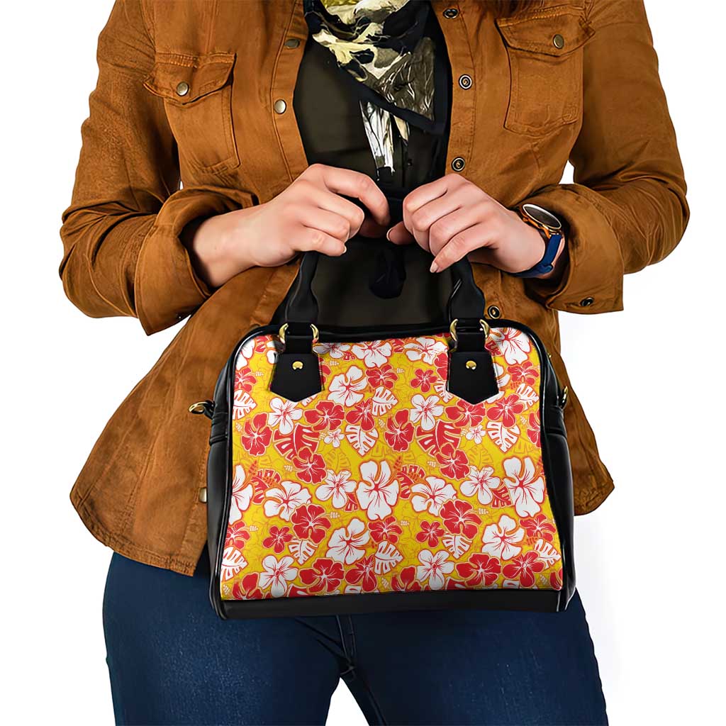 Yellow Hawaii Hibiscus Shoulder Handbag Tropical Flowers Seamless Pattern LT14 - Polynesian Pride