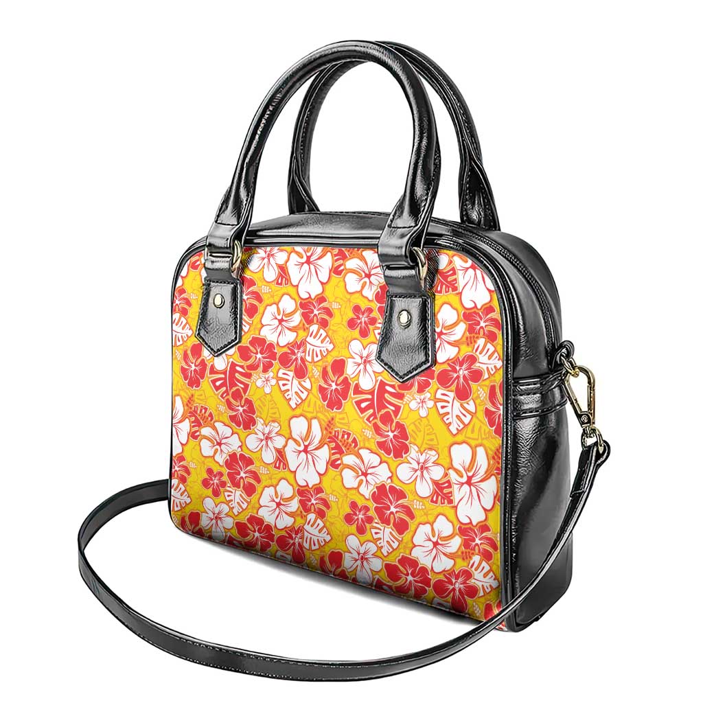 Yellow Hawaii Hibiscus Shoulder Handbag Tropical Flowers Seamless Pattern LT14 - Polynesian Pride