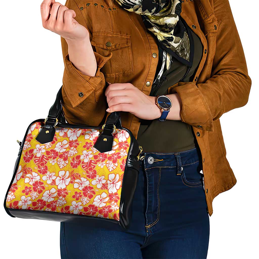 Yellow Hawaii Hibiscus Shoulder Handbag Tropical Flowers Seamless Pattern LT14 - Polynesian Pride