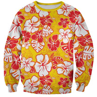 Yellow Hawaii Hibiscus Sweatshirt Tropical Flowers Seamless Pattern - Polynesian Pride