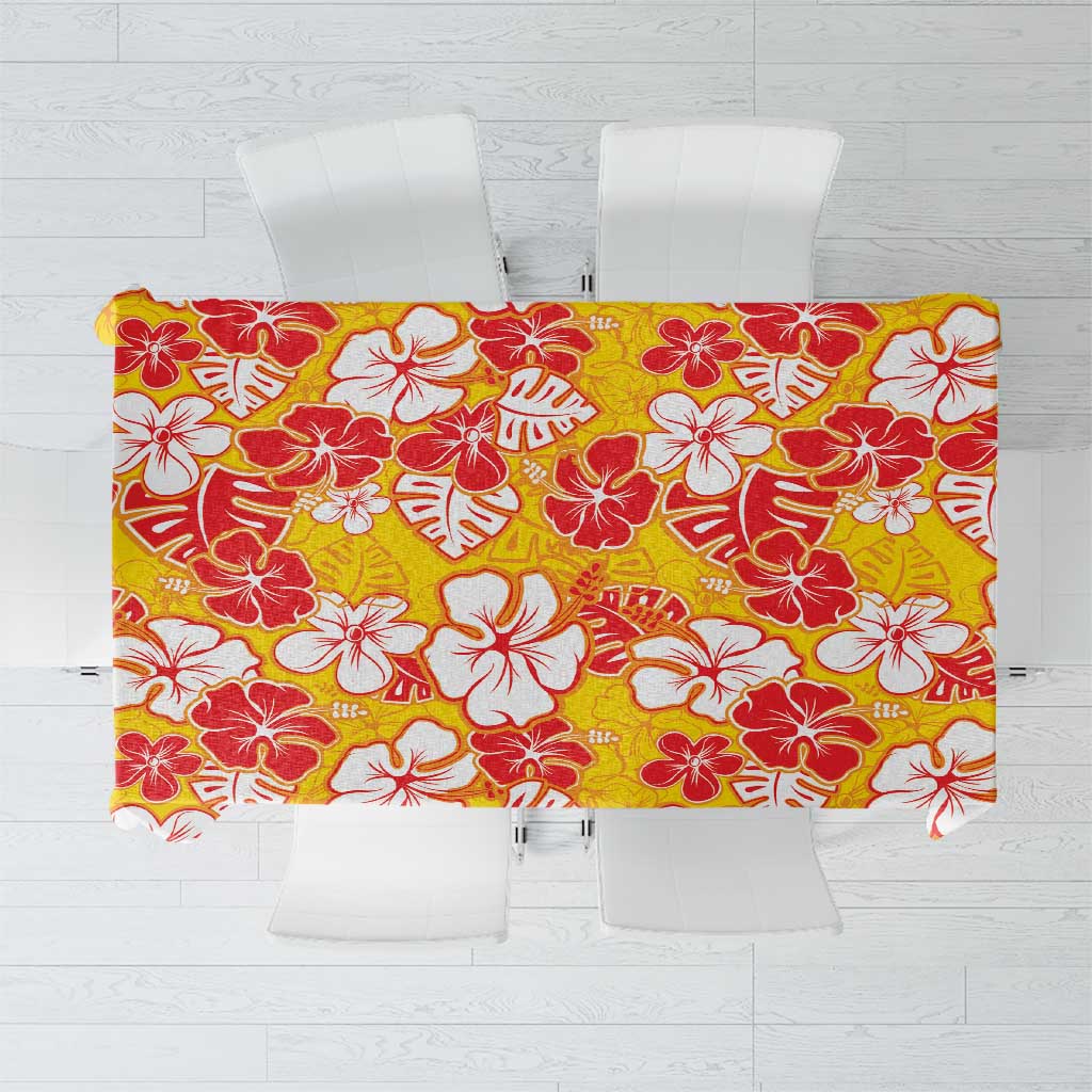 Yellow Hawaii Hibiscus Tablecloth Tropical Flowers Seamless Pattern - Polynesian Pride