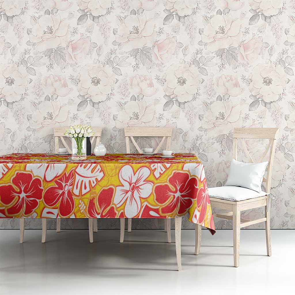 Yellow Hawaii Hibiscus Tablecloth Tropical Flowers Seamless Pattern - Polynesian Pride