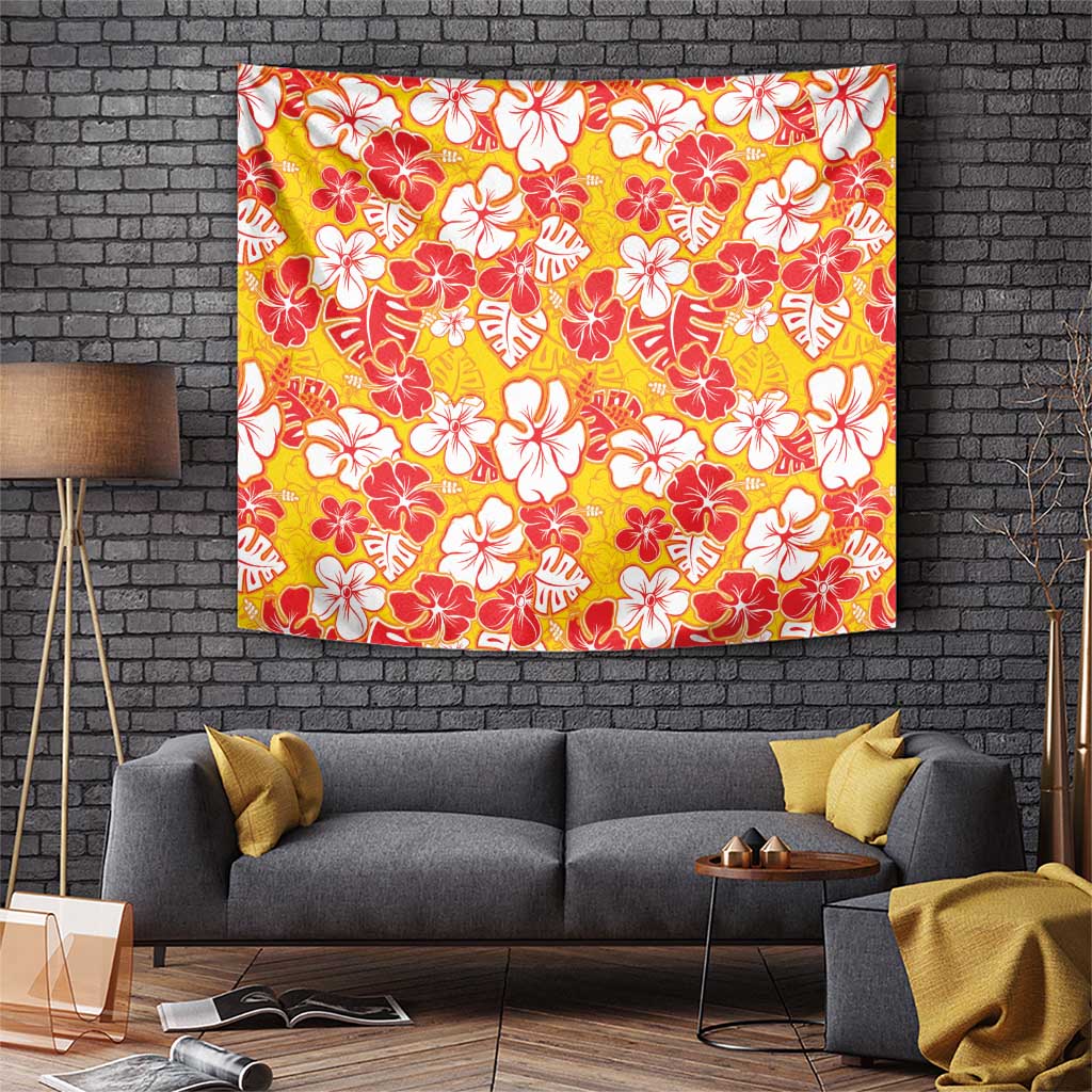 Yellow Hawaii Hibiscus Tapestry Tropical Flowers Seamless Pattern - Polynesian Pride