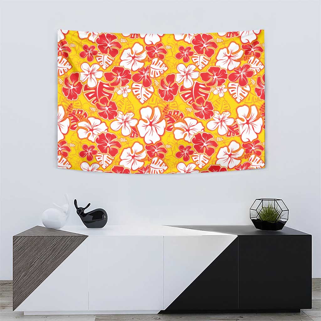 Yellow Hawaii Hibiscus Tapestry Tropical Flowers Seamless Pattern - Polynesian Pride