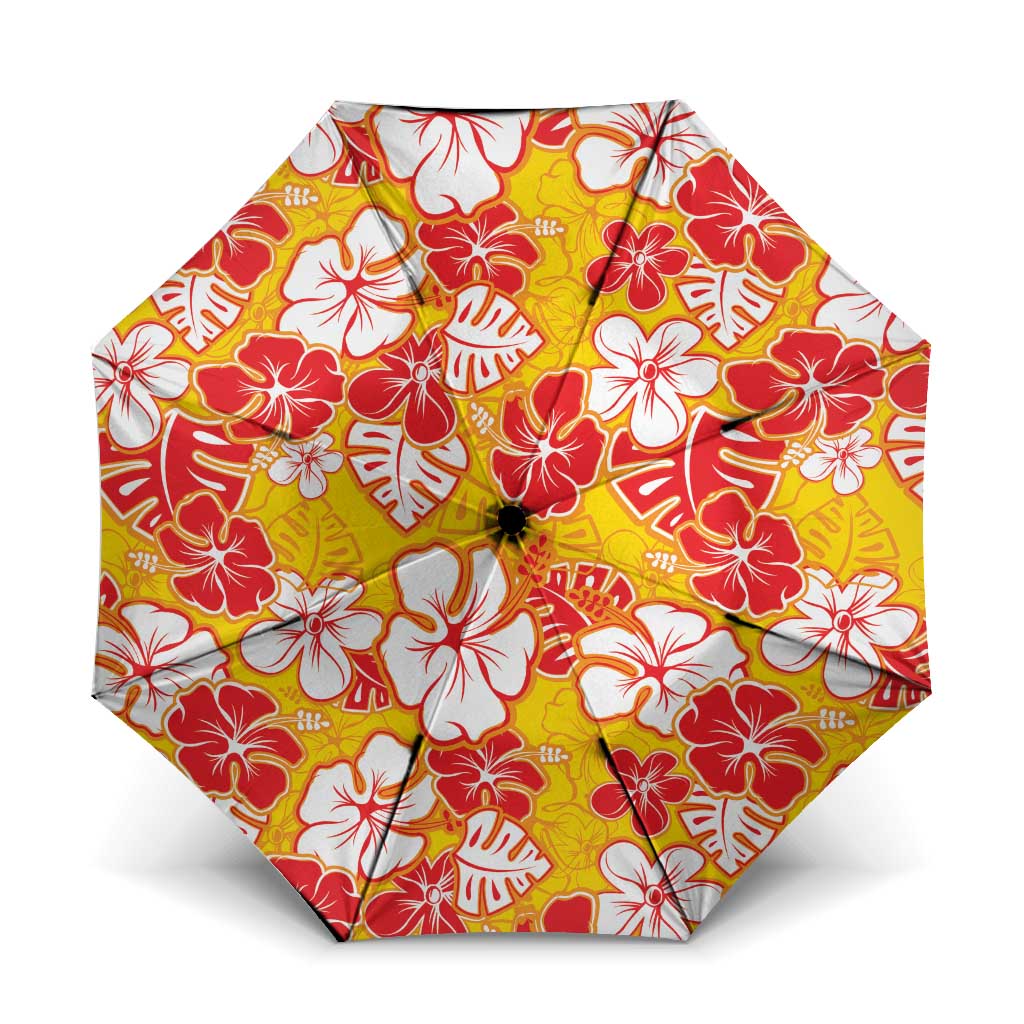 Yellow Hawaii Hibiscus Umbrella Tropical Flowers Seamless Pattern - Polynesian Pride