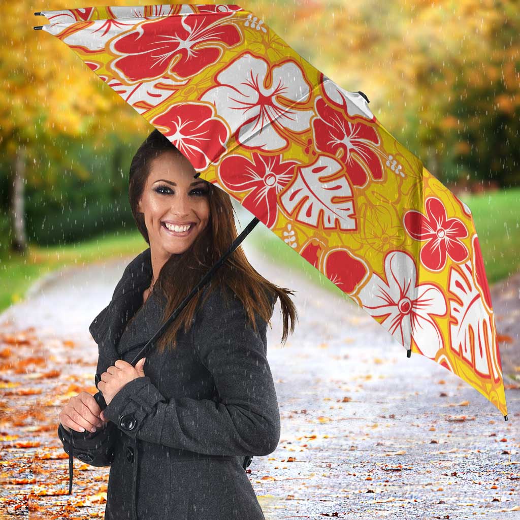 Yellow Hawaii Hibiscus Umbrella Tropical Flowers Seamless Pattern - Polynesian Pride