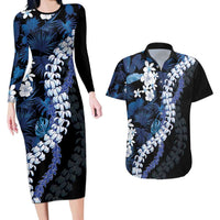 Polu Aloha Hawaii Lei Couples Matching Long Sleeve Bodycon Dress and Hawaiian Shirt Tropical Flowers Elegant Vibe - Polynesian Pride