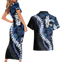 Polu Aloha Hawaii Lei Couples Matching Short Sleeve Bodycon Dress and Hawaiian Shirt Tropical Flowers Elegant Vibe - Polynesian Pride
