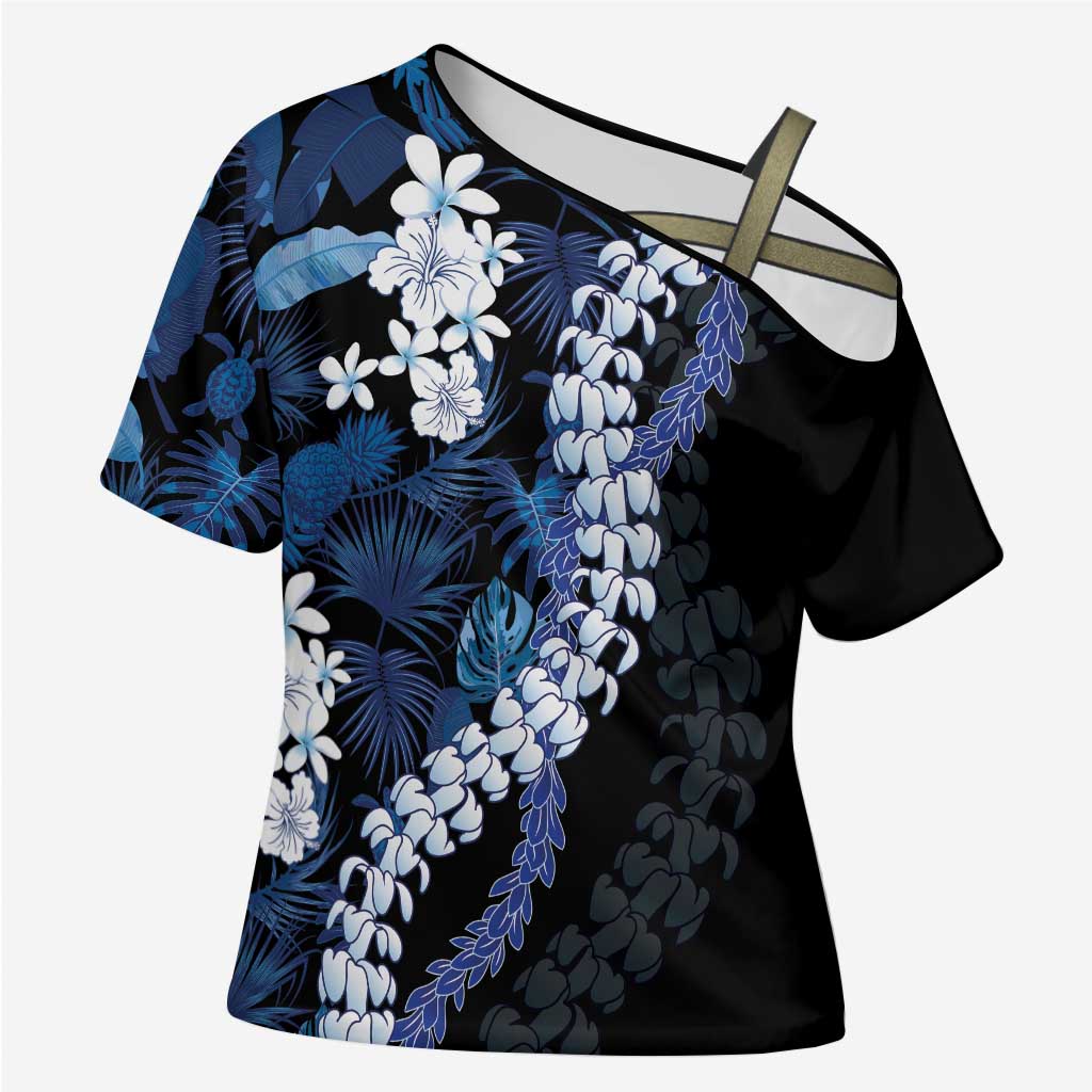 Polu Aloha Hawaii Lei Cross Shoulder Shirt Tropical Flowers Elegant Vibe - Polynesian Pride