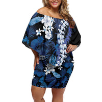 Polu Aloha Hawaii Lei Family Matching Off Shoulder Short Dress and Hawaiian Shirt Tropical Flowers Elegant Vibe - Polynesian Pride