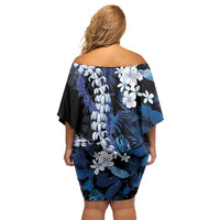 Polu Aloha Hawaii Lei Family Matching Off Shoulder Short Dress and Hawaiian Shirt Tropical Flowers Elegant Vibe - Polynesian Pride
