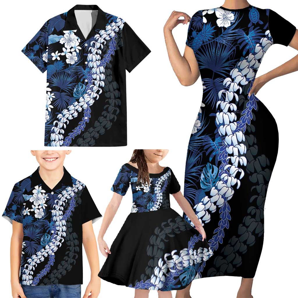Polu Aloha Hawaii Lei Family Matching Short Sleeve Bodycon Dress and Hawaiian Shirt Tropical Flowers Elegant Vibe - Polynesian Pride