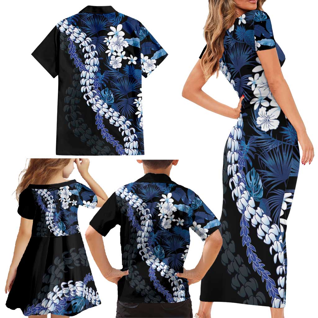 Polu Aloha Hawaii Lei Family Matching Short Sleeve Bodycon Dress and Hawaiian Shirt Tropical Flowers Elegant Vibe - Polynesian Pride