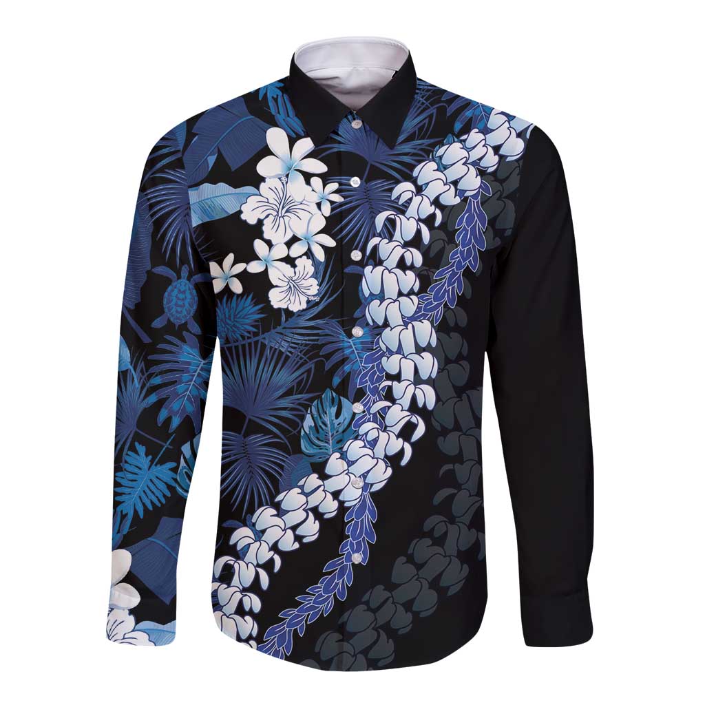 Polu Aloha Hawaii Lei Long Sleeve Button Shirt Tropical Flowers Elegant Vibe - Polynesian Pride