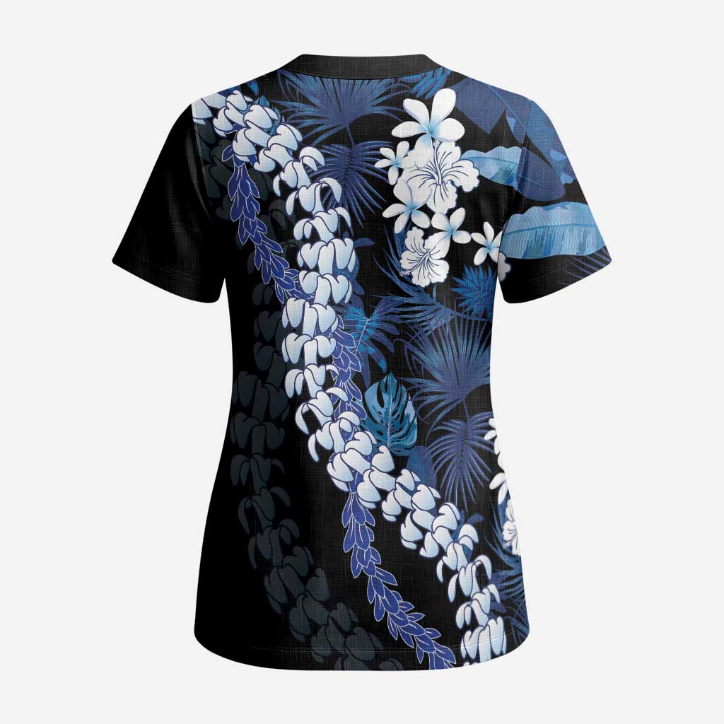 Polu Aloha Hawaii Lei Scrub Top Tropical Flowers Elegant Vibe - Polynesian Pride