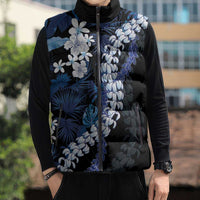 Polu Aloha Hawaii Lei Sleeveless Puffer Jacket Tropical Flowers Elegant Vibe - Polynesian Pride