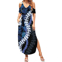 Polu Aloha Hawaii Lei Summer Maxi Dress Tropical Flowers Elegant Vibe - Polynesian Pride