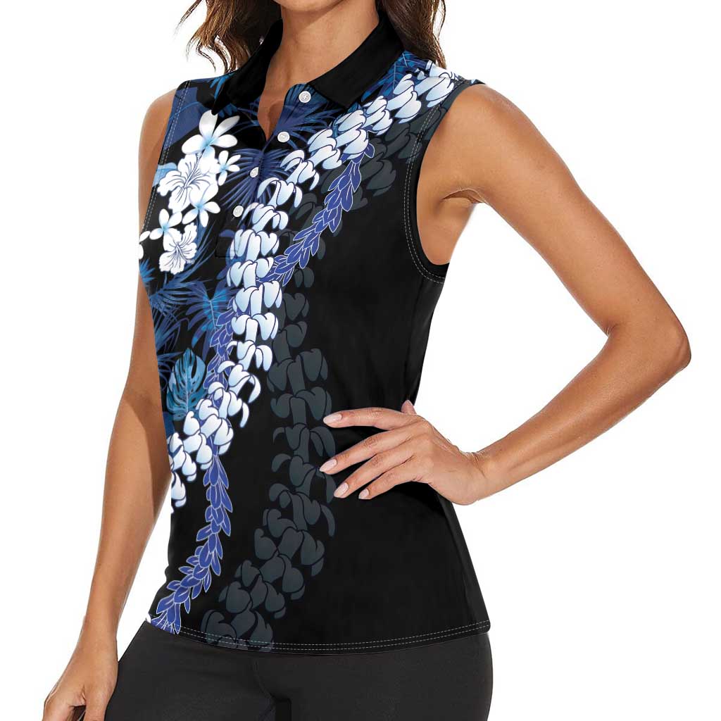 Polu Aloha Hawaii Lei Women Sleeveless Polo Shirt Tropical Flowers Elegant Vibe - Polynesian Pride