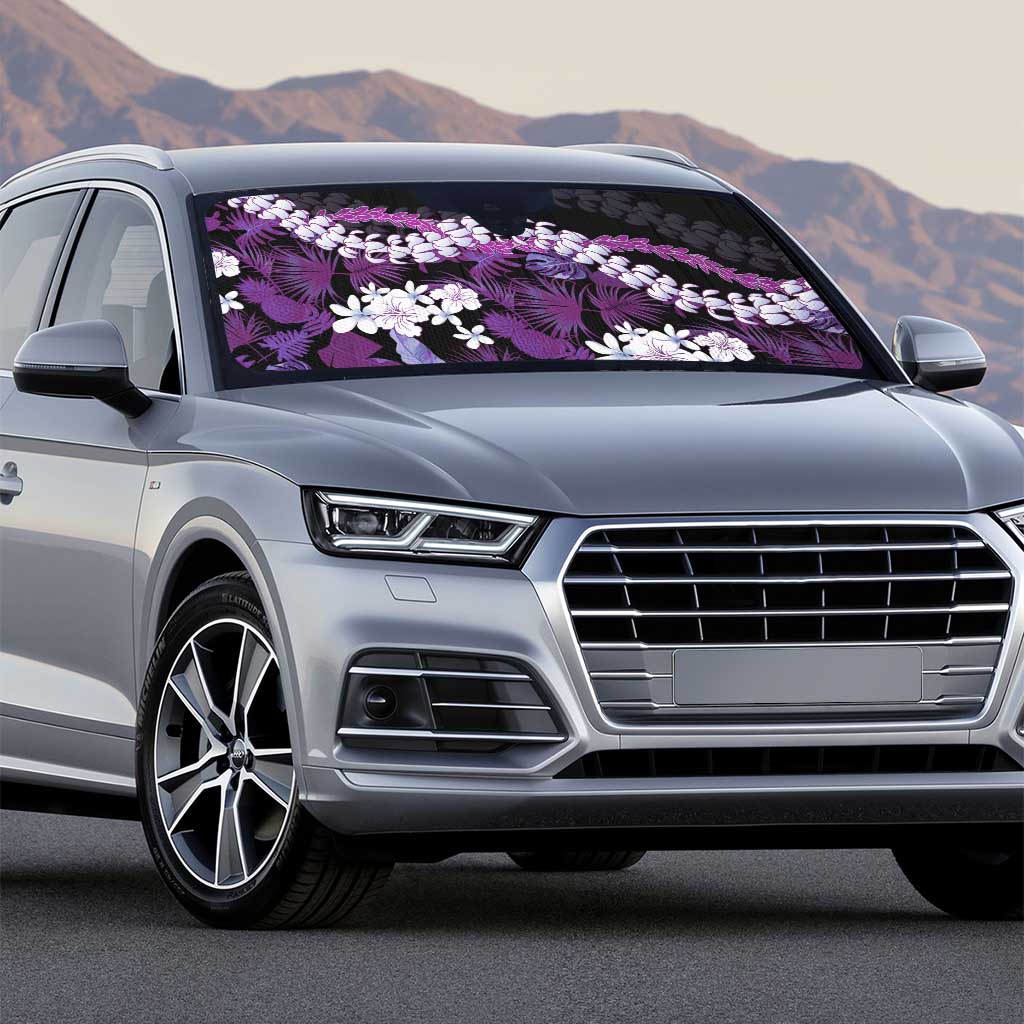 Poni Aloha Hawaii Lei Auto Sun Shade Tropical Flowers Elegant Vibe - Polynesian Pride