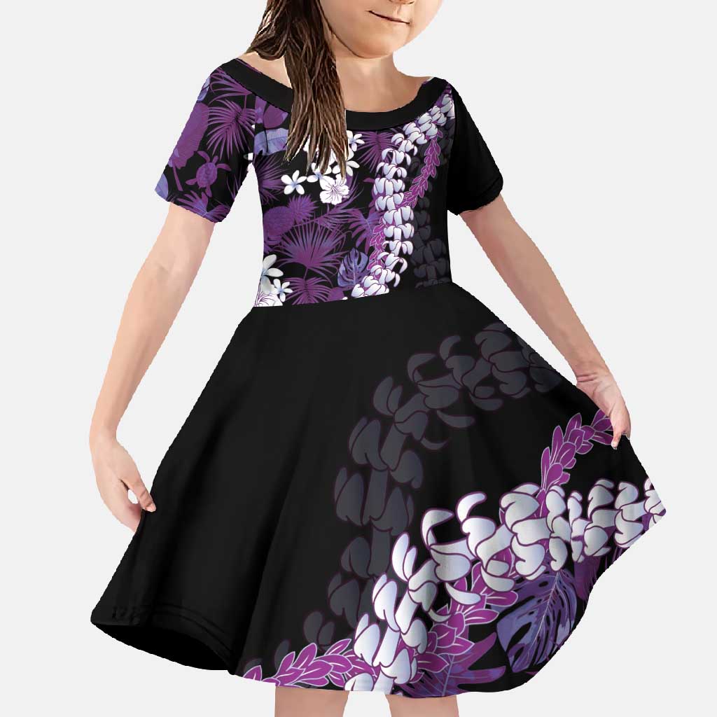 Poni Aloha Hawaii Lei Family Matching Long Sleeve Bodycon Dress and Hawaiian Shirt Tropical Flowers Elegant Vibe - Polynesian Pride