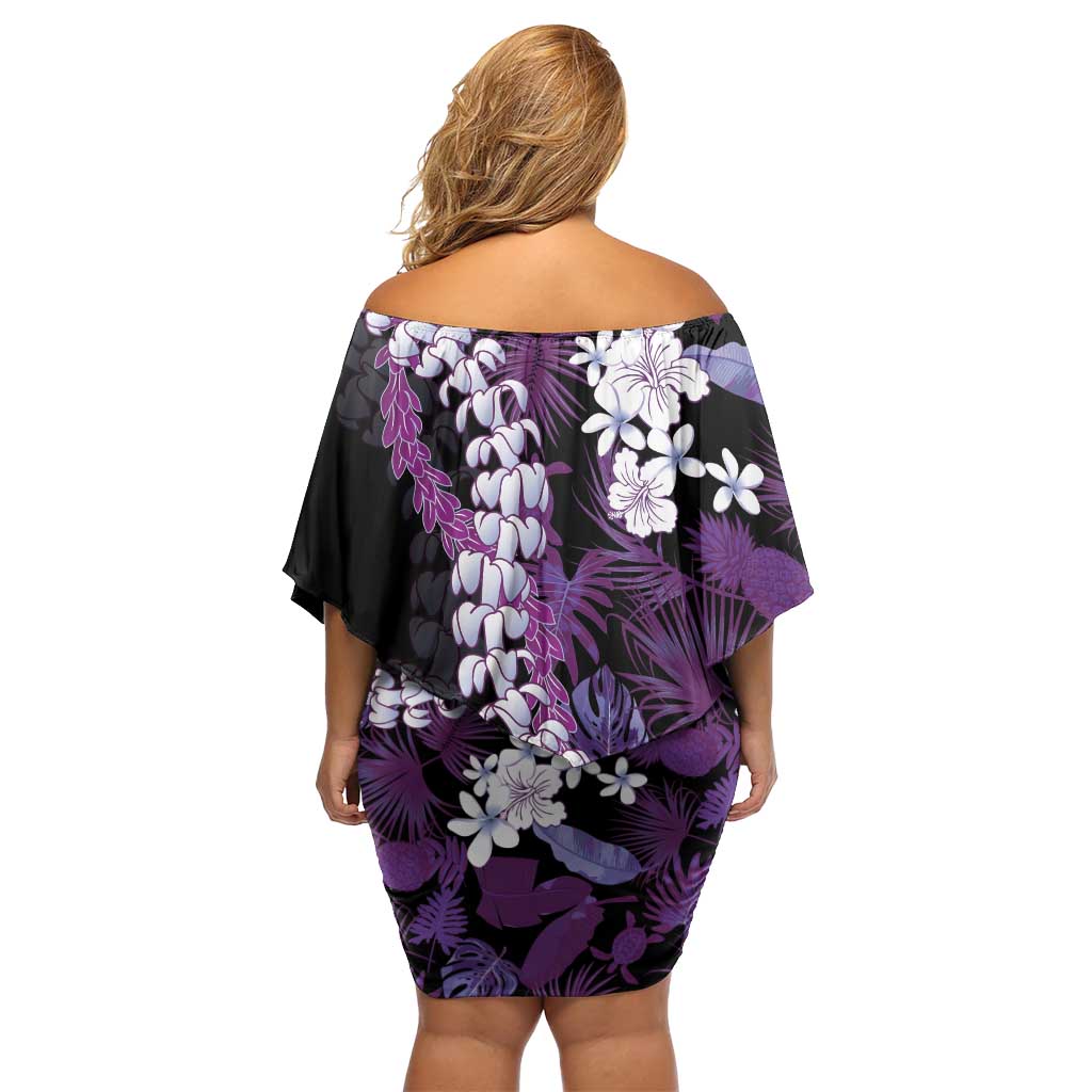 Poni Aloha Hawaii Lei Family Matching Off Shoulder Short Dress and Hawaiian Shirt Tropical Flowers Elegant Vibe - Polynesian Pride