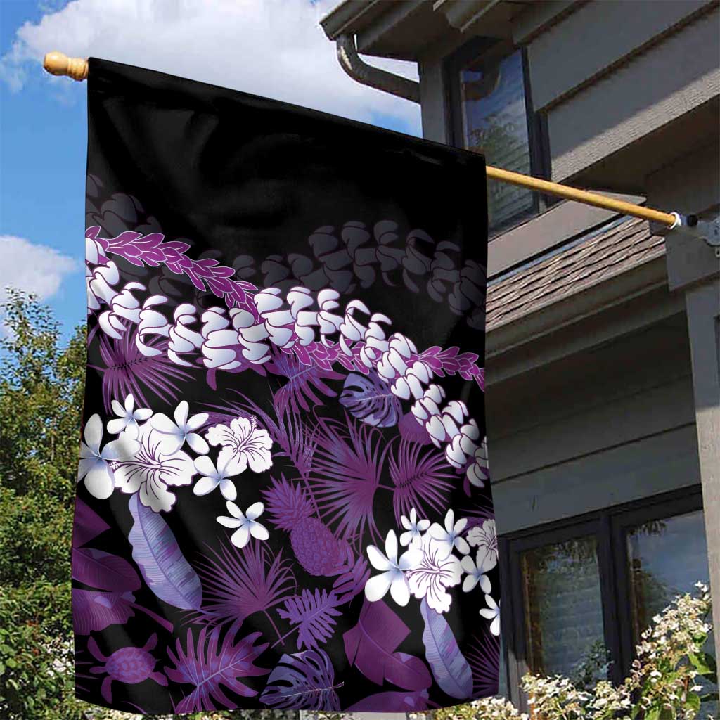 Poni Aloha Hawaii Lei Garden Flag Tropical Flowers Elegant Vibe - Polynesian Pride