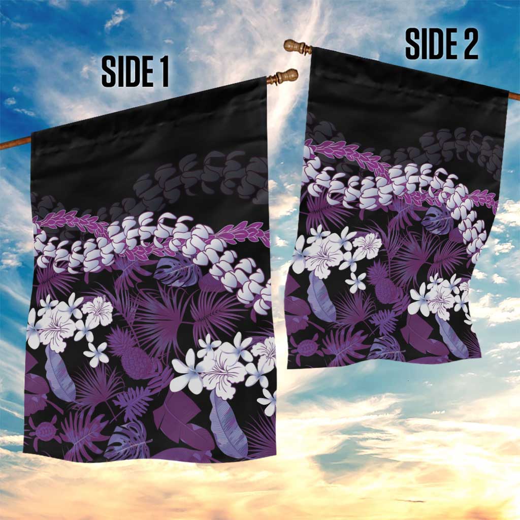 Poni Aloha Hawaii Lei Garden Flag Tropical Flowers Elegant Vibe - Polynesian Pride
