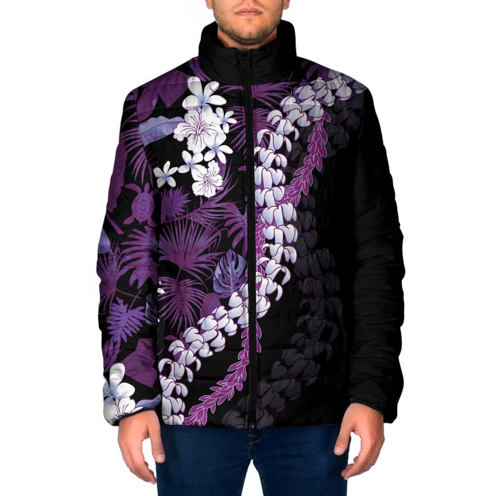 Poni Aloha Hawaii Lei Padded Jacket Tropical Flowers Elegant Vibe - Polynesian Pride