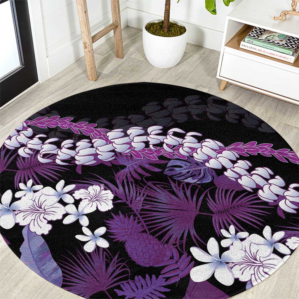 Poni Aloha Hawaii Lei Round Carpet Tropical Flowers Elegant Vibe - Polynesian Pride