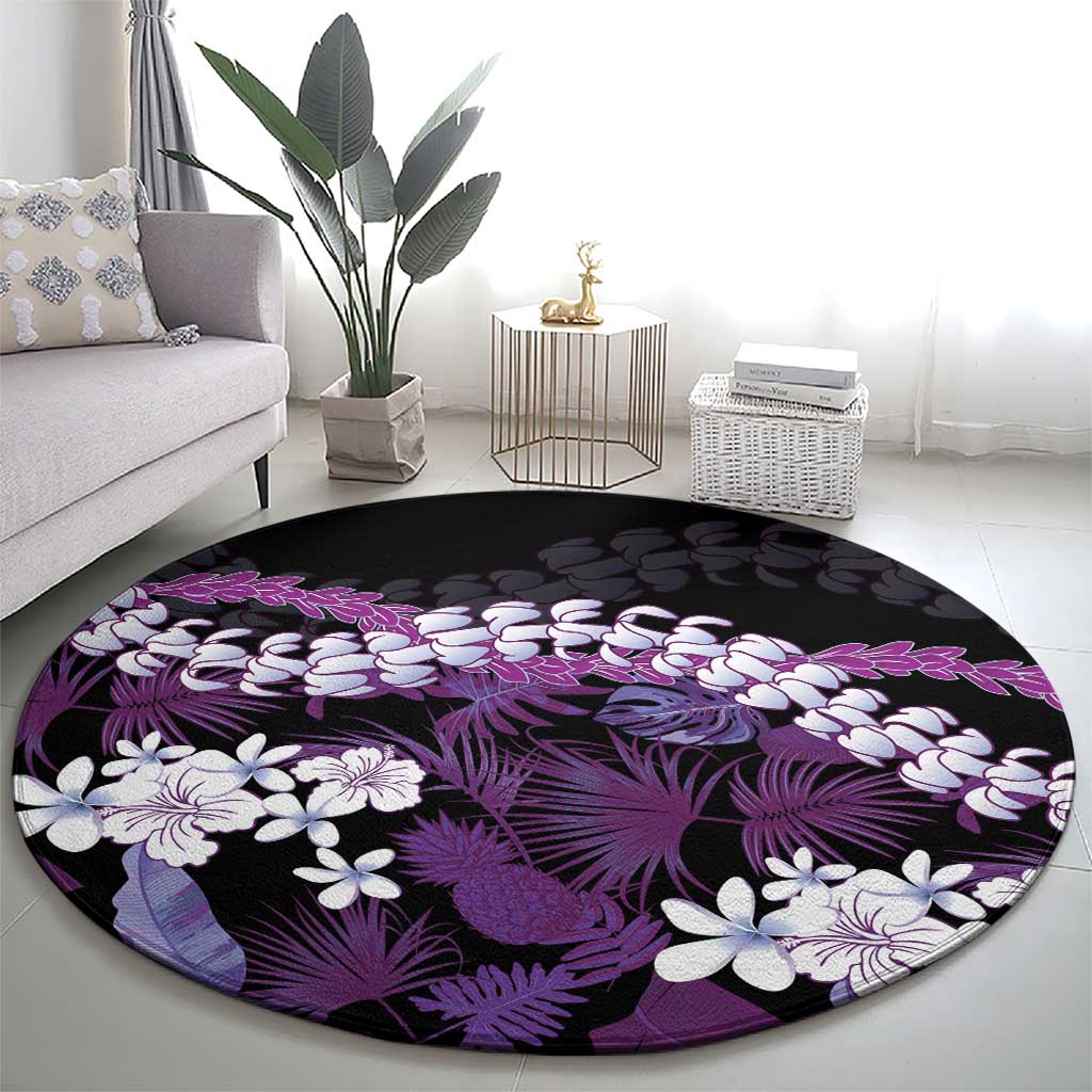 Poni Aloha Hawaii Lei Round Carpet Tropical Flowers Elegant Vibe - Polynesian Pride