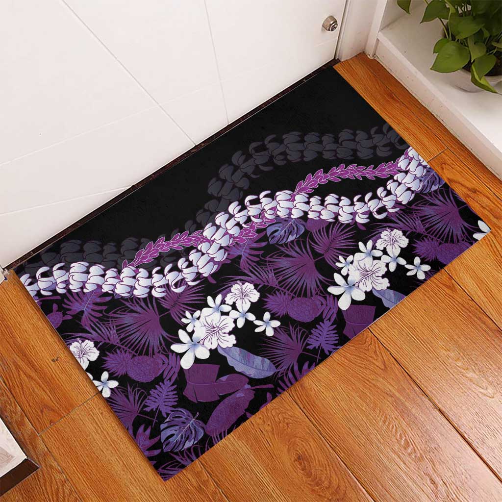 Poni Aloha Hawaii Lei Rubber Doormat Tropical Flowers Elegant Vibe - Polynesian Pride