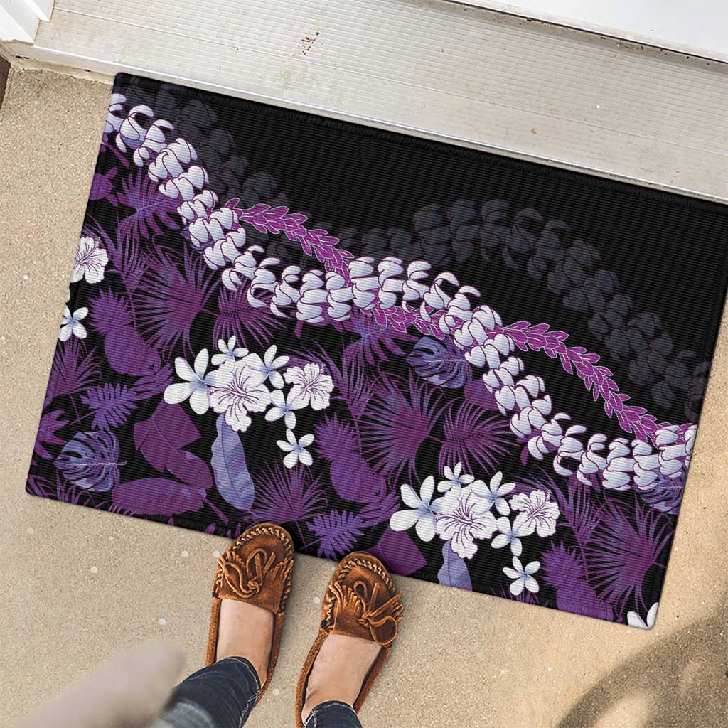 Poni Aloha Hawaii Lei Rubber Doormat Tropical Flowers Elegant Vibe - Polynesian Pride