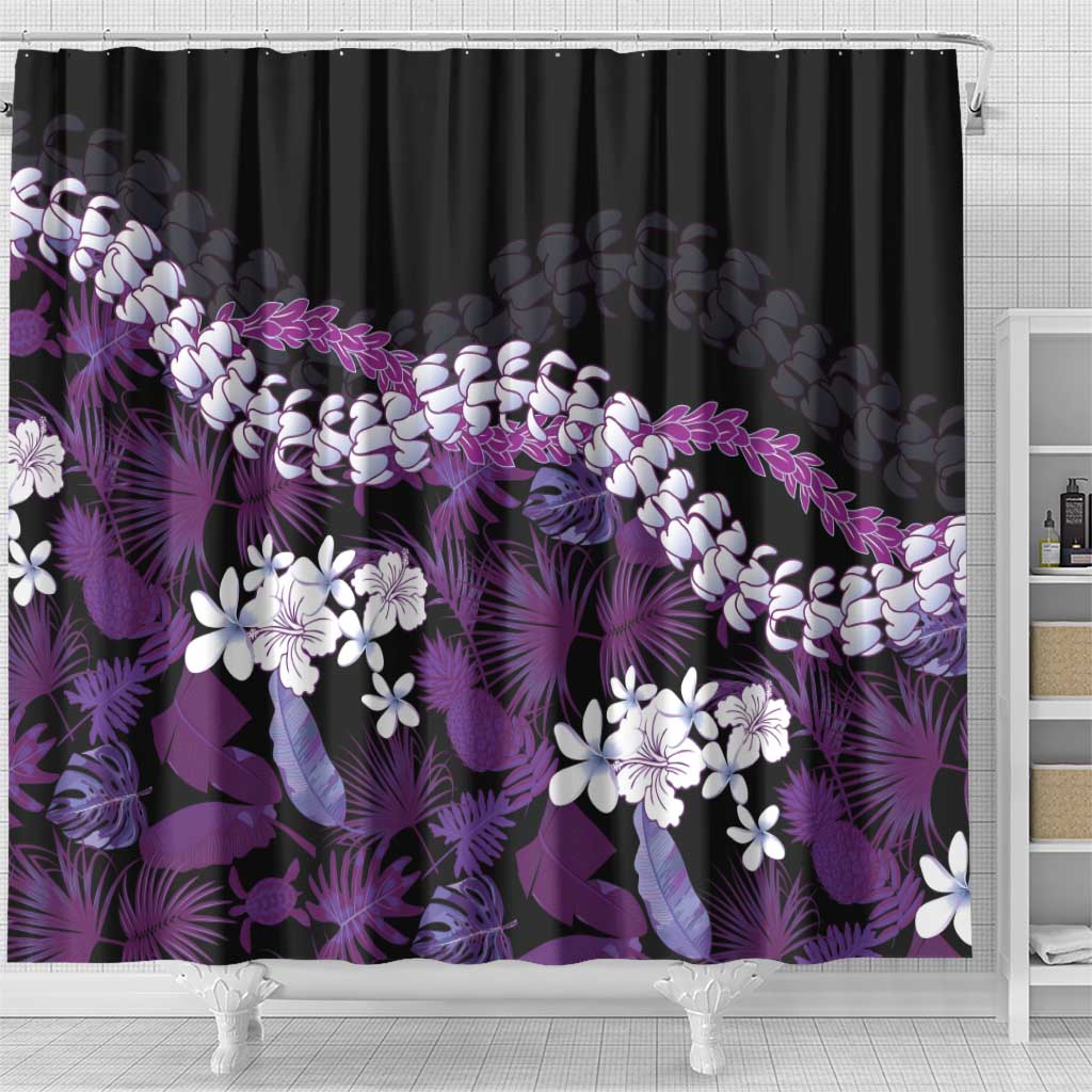 Poni Aloha Hawaii Lei Shower Curtain Tropical Flowers Elegant Vibe - Polynesian Pride