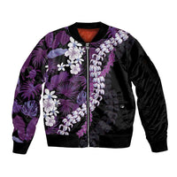 Poni Aloha Hawaii Lei Sleeve Zip Bomber Jacket Tropical Flowers Elegant Vibe - Polynesian Pride