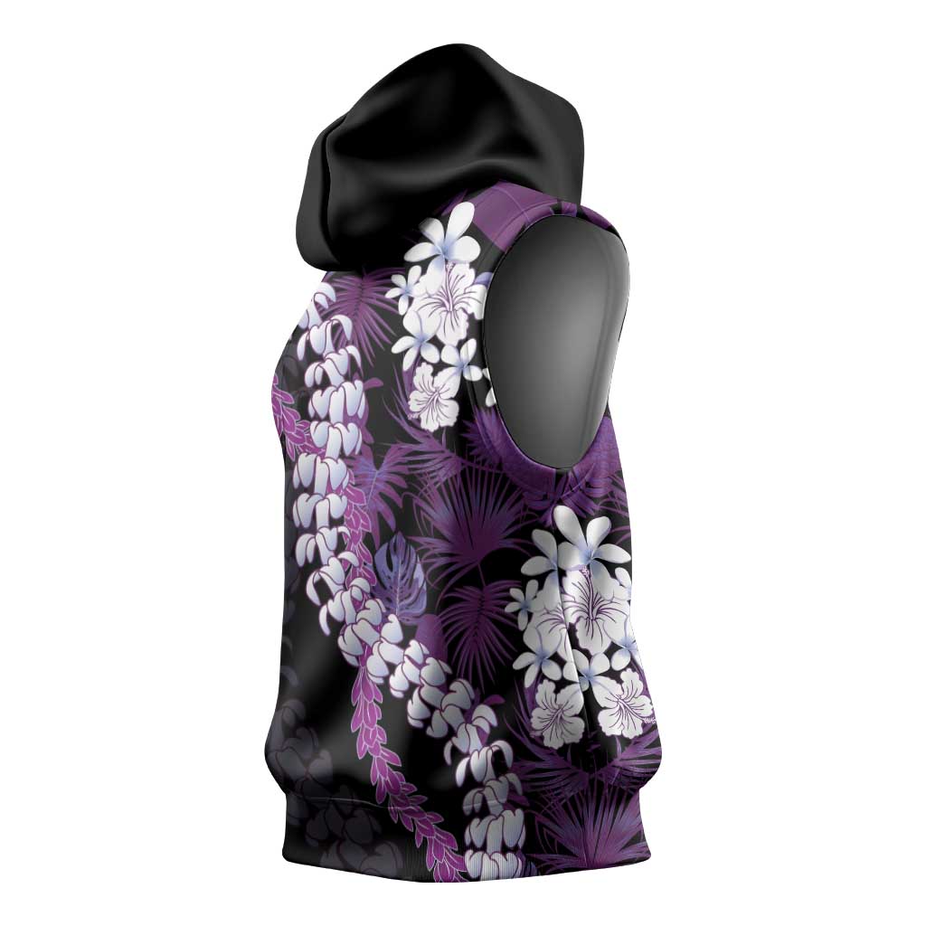 Poni Aloha Hawaii Lei Sleeveless Hoodie Tropical Flowers Elegant Vibe - Polynesian Pride