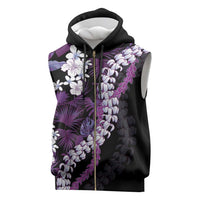 Poni Aloha Hawaii Lei Sleeveless Zip Hoodie Tropical Flowers Elegant Vibe - Polynesian Pride