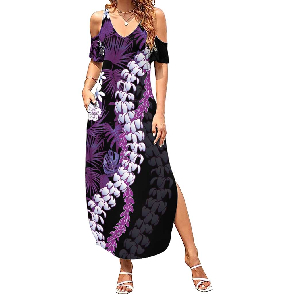 Poni Aloha Hawaii Lei Summer Maxi Dress Tropical Flowers Elegant Vibe - Polynesian Pride