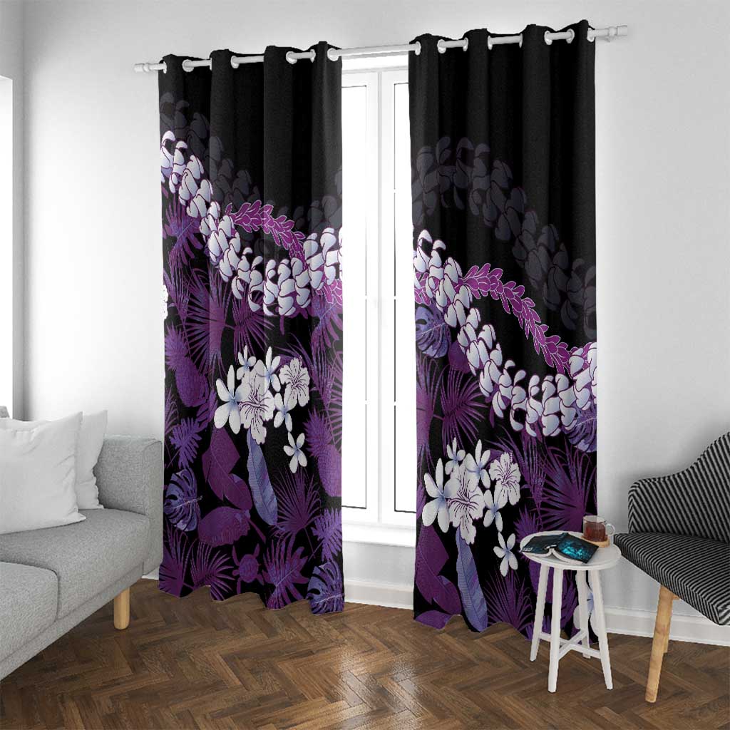 Poni Aloha Hawaii Lei Window Curtain Tropical Flowers Elegant Vibe LT14 With Grommets Purple - Polynesian Pride