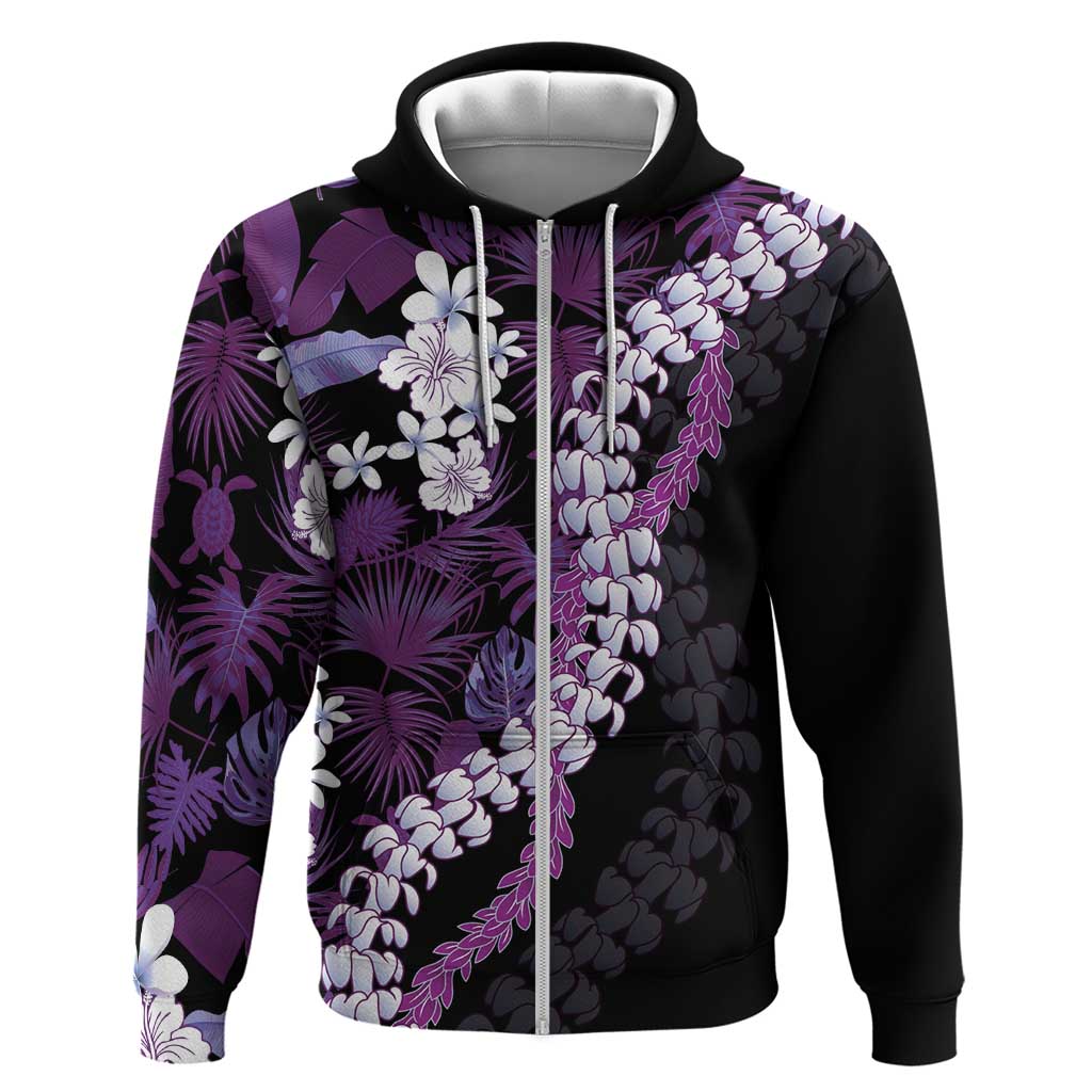 Poni Aloha Hawaii Lei Zip Hoodie Tropical Flowers Elegant Vibe - Polynesian Pride