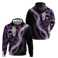 Poni Aloha Hawaii Lei Zip Hoodie Tropical Flowers Elegant Vibe - Polynesian Pride