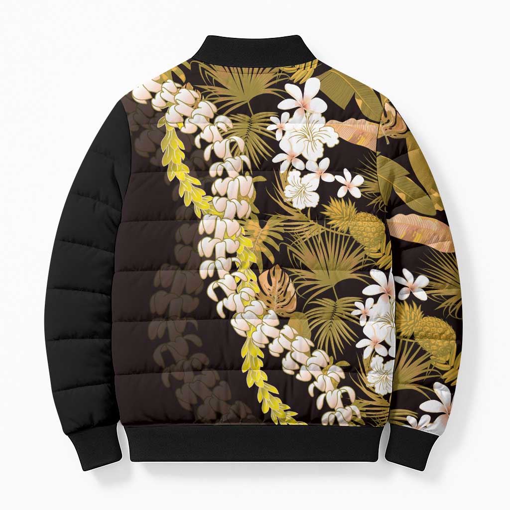 Kula Aloha Hawaii Lei Bomber Puffer Jacket Tropical Flowers Elegant Vibe - Polynesian Pride